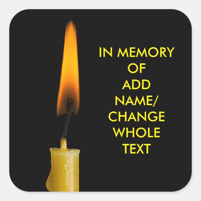 Adesivo Quadrado Queimando Vela E Seu Texto Ver. 2 (Frente)