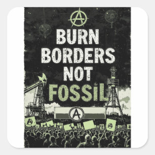 Adesivo Quadrado Queimar Fronteiras, Não Combustíveis Fósseis' - An