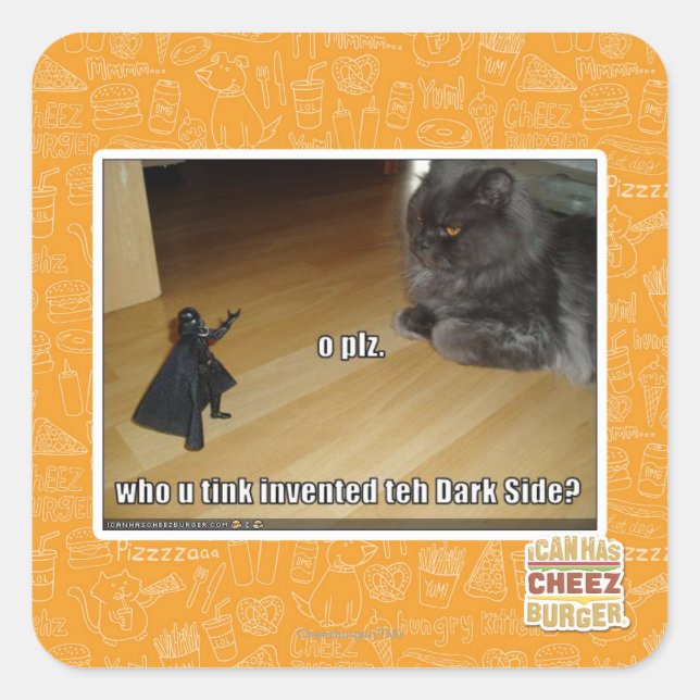 Adesivo Quadrado Quem inventou o lado negro? (Frente)