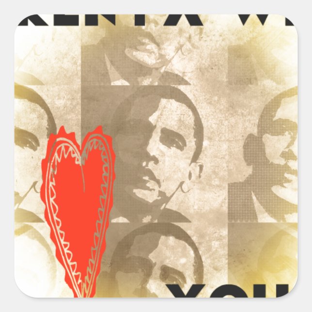 Adesivo Quadrado Quênia Nós Amo Você Design De Arte Perspectiva (Frente)