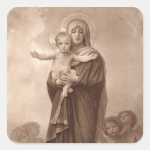 Adesivo Quadrado Querida Jesus e Mãe Maria