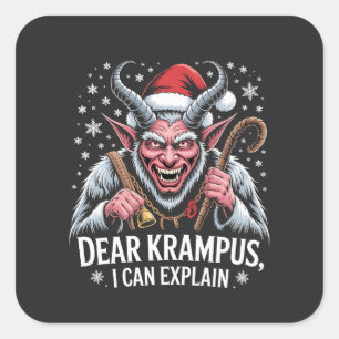 Adesivo Quadrado Querido Krampus, Posso Explicar o Natal Papai Noel