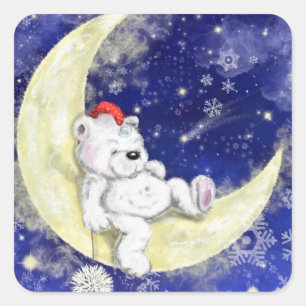Adesivo Quadrado Querido Ursinho Sonhador - Feliz Natal