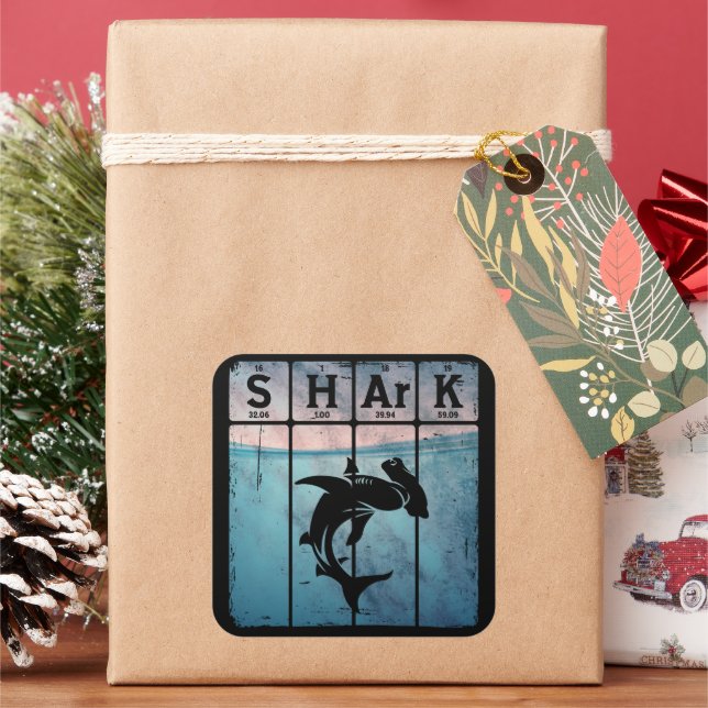 Adesivo Quadrado Química de Elementos de Mesa Periódicos de Tubarão (Feriado)