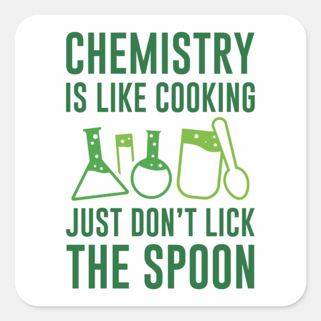 Adesivo Quadrado Química é como Cozinhar (Frente)