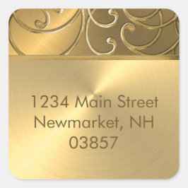 Adesivo Quadrado Quinceanera All Dourado Filigree Swirl Border