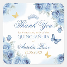 Quinceañera Blue Borboleta Dourada Floral Tiara