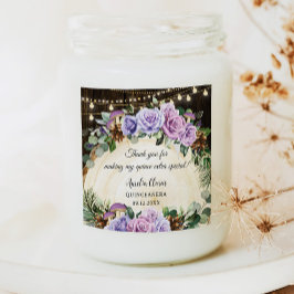 Adesivo Quadrado Quinceañera Floral Roxo-Encantada Rústica