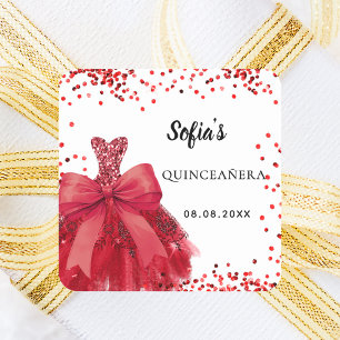 Adesivo Quadrado Quinceanera red arco branco