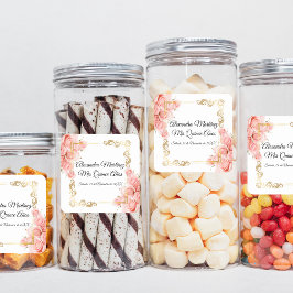 Adesivo Quadrado Quinto Dourado Rosa Rosa Simples Branco Elegante