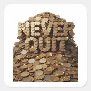 Adesivo Quadrado Quirky Gold NEVER OUT Estilo de Vinil
