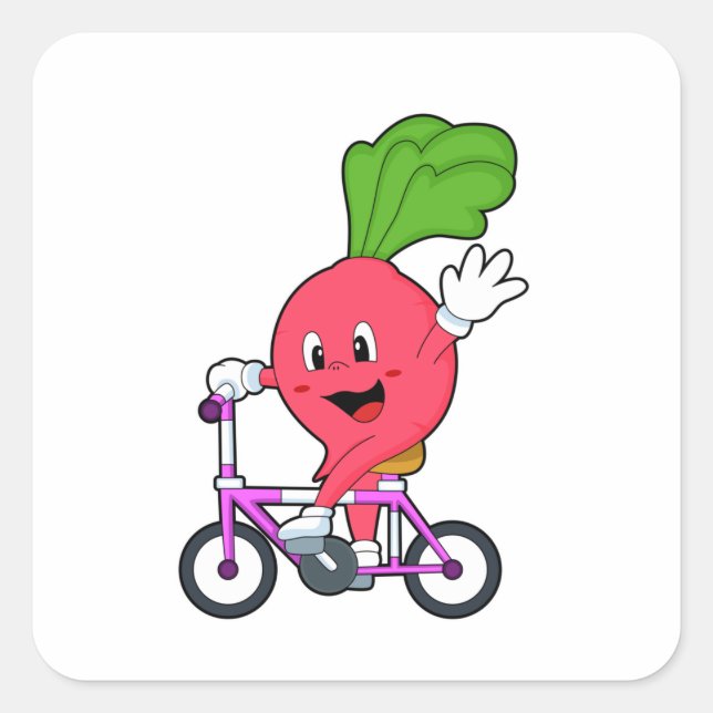 Adesivo Quadrado Rabanete com Bicicleta (Frente)