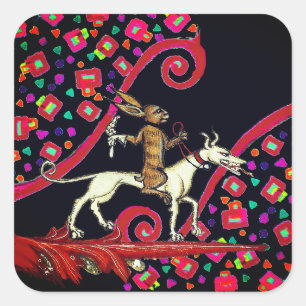 Adesivo Quadrado Rabbit BESTIAL MEDIEVAL ESTRANHO A Andar por Cacho