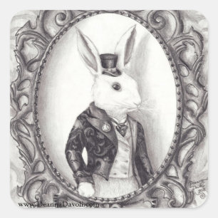 Adesivo Quadrado Rabbit branco Sticker Alice no paladar maravilhoso
