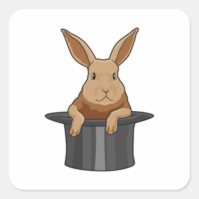 Adesivo Quadrado Rabbit Mágico Chapéu mágico (Frente)
