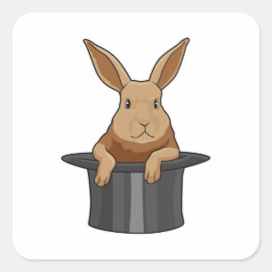Adesivo Quadrado Rabbit Mágico Chapéu mágico