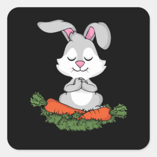 Adesivo Quadrado Rabbit Yoga Lover Women Bunny Gift Medita
