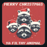 Adesivo Quadrado Raccoon Felry Christmas ya sujo animal<br><div class="desc">Raccoon Felry Christmas ya sujo animal</div>