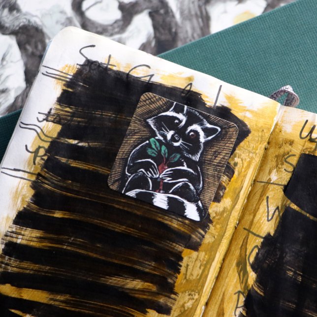 Adesivo Quadrado Raccoon Turnip Art (Criador carregado)