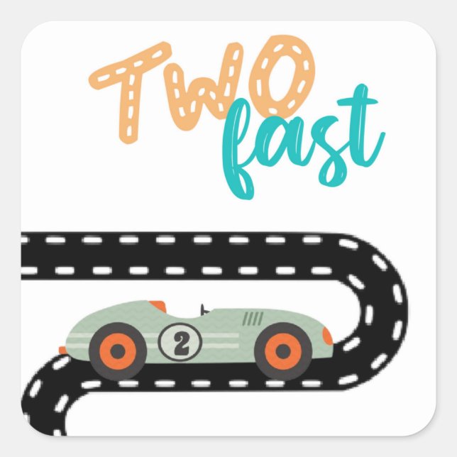 Adesivo Quadrado Race Car - Convites de Aniversário, Segunda Ann de (Frente)