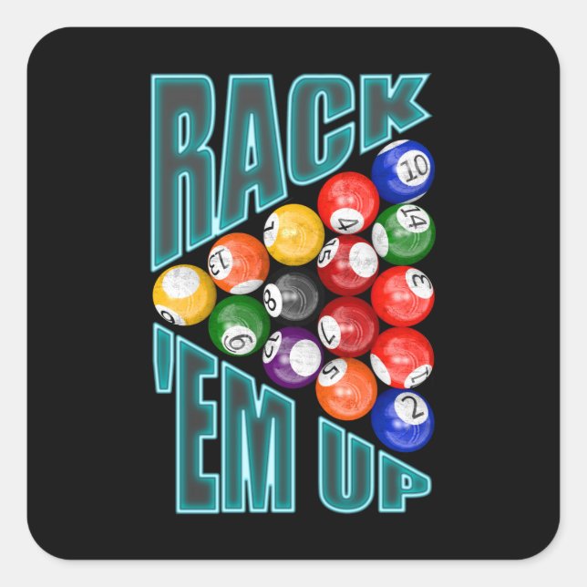 Adesivo Quadrado Rack'em Up Billiards (Frente)