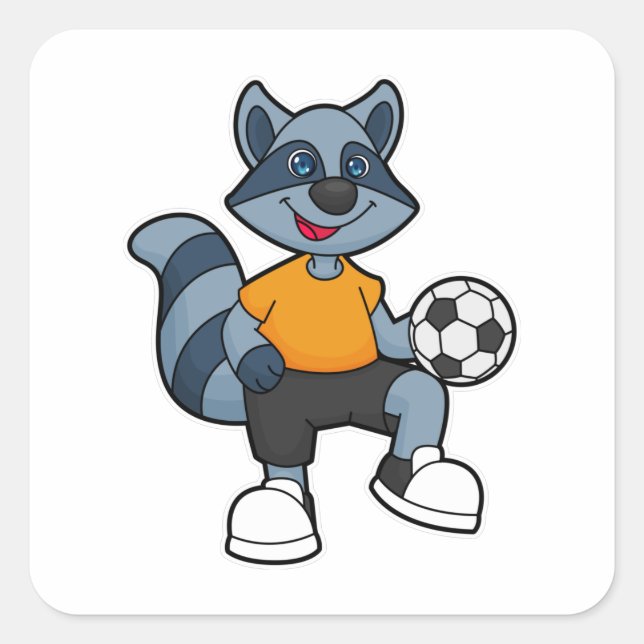 Adesivo Quadrado Racoon com jogador de futebol (Frente)