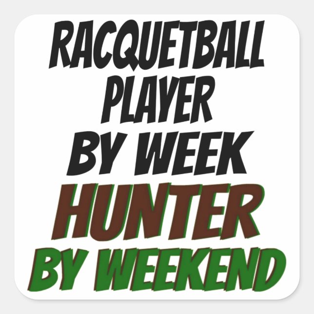 Adesivo Quadrado Racquetball Player Hunter (Frente)
