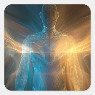 Adesivo Quadrado Radiant Aura: Abstract Human Energy