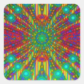 Adesivo Quadrado Radiant Spectrum Burst Kaleidoscope Sticker