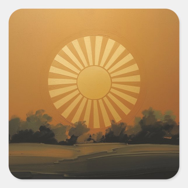 Adesivo Quadrado Radiant Sun Painting Images – A Timeless Symbol  (Frente)