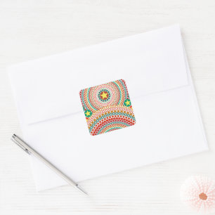 Adesivo Quadrado Radiante Sun Multicolor Boho Geométrico