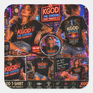 Adesivo Quadrado Rádio KGOD Late Night