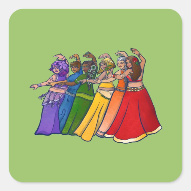 Adesivo Quadrado Rainbow Belly Dancer Art Belly Dance (Frente)