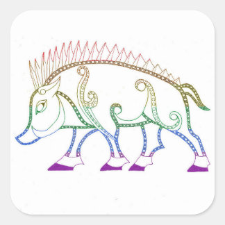 Adesivo Quadrado Rainbow Boar