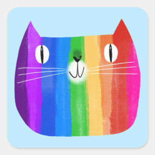 Adesivo Quadrado Rainbow Cat Sticker