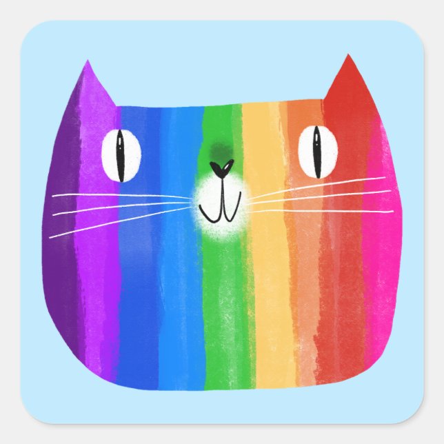 Adesivo Quadrado Rainbow Cat Sticker (Frente)