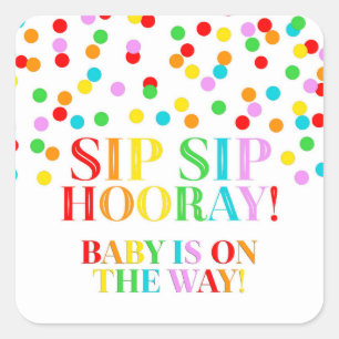 Adesivo Quadrado Rainbow Confetti Sip Sip Hooray Square Sticker