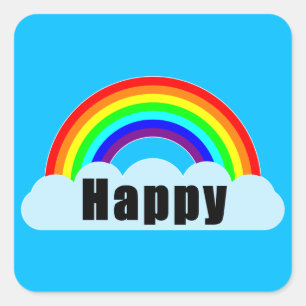 Adesivo Quadrado RAINBOW - Feliz