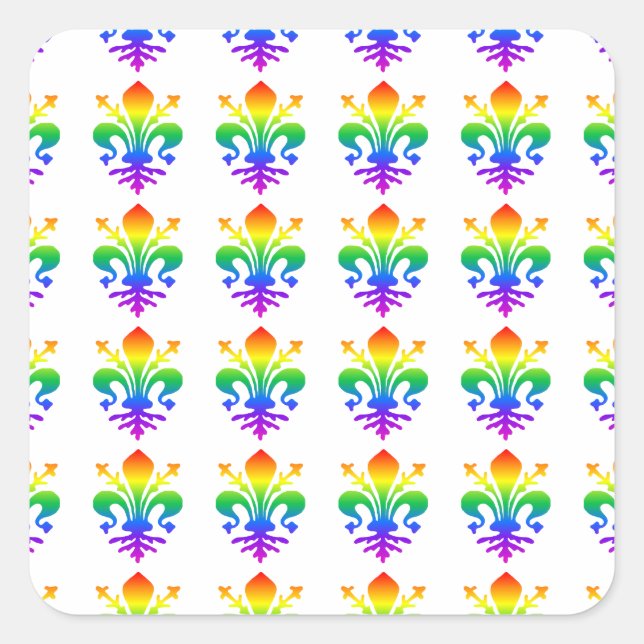 Adesivo Quadrado Rainbow Fleur-de-lis (Frente)