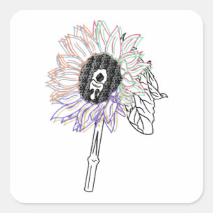 Adesivo Quadrado Rainbow Flower Funky Art
