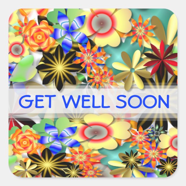 Adesivo Quadrado Rainbow Garden, Art Deco Flowday (Frente)