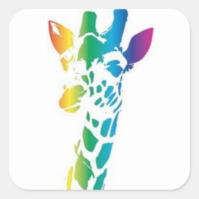 Adesivo Quadrado Rainbow Giraffe (Frente)
