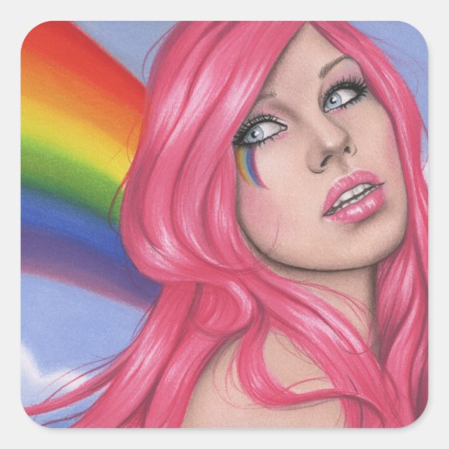 Adesivo Quadrado Rainbow Girl Stickers (Frente)