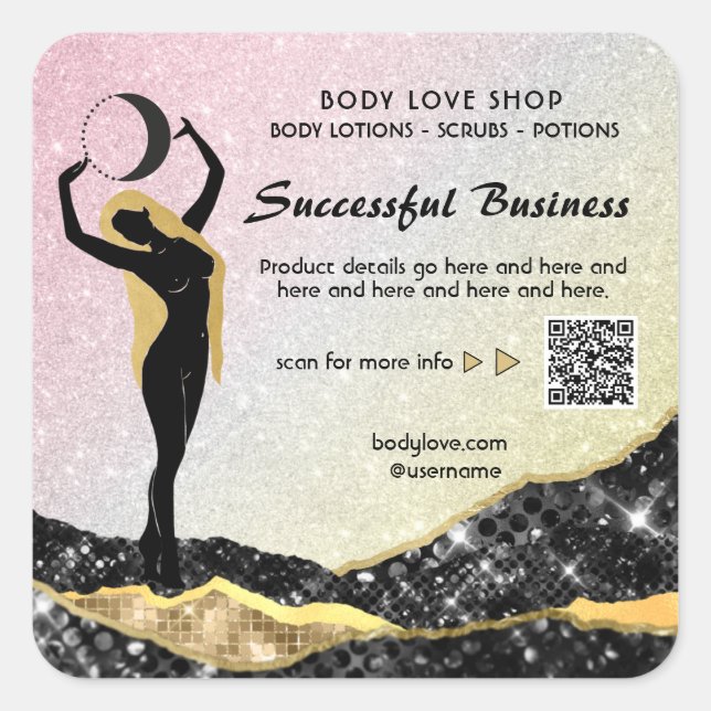 Adesivo Quadrado *~* Rainbow Goddess Intenção Spell AP24 Ombre (Frente)