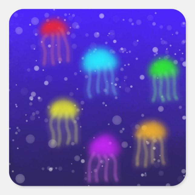 Adesivo Quadrado Rainbow Jellyfish Sticker (Frente)