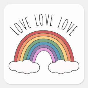Adesivo Quadrado Rainbow Love