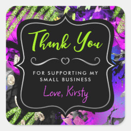 Adesivo Quadrado Rainbow Neon Abstrato Glitter Pequenas Empresas