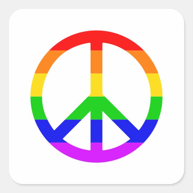Adesivo Quadrado Rainbow Peace Sign (Frente)