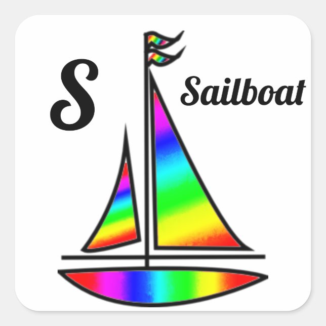 Adesivo Quadrado Rainbow Sailboat Stickers (Frente)