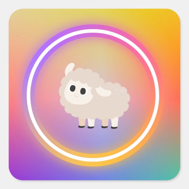 Adesivo Quadrado Rainbow Sheep (Frente)